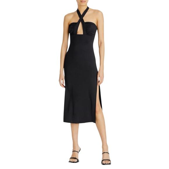 NWT Bardot Guilia Side Slit Halter Black Midi Dress MEDIUM - Picture 10 of 10
